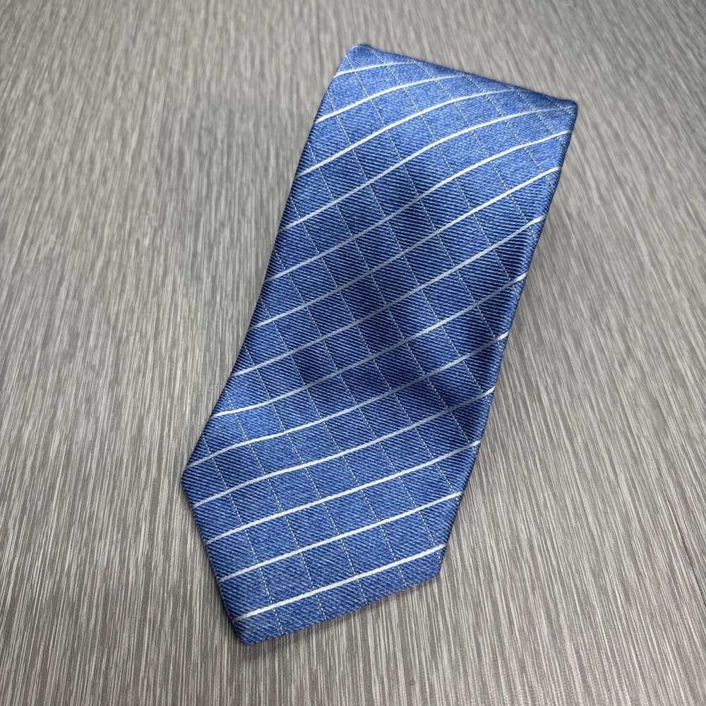 Holland & Sherry silk tie blue diagonal stripe luxury mens necktie‎ classic